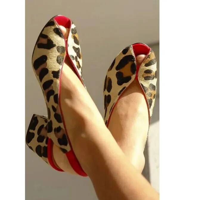 Men'S Shoes Slip On - Leopard Print Peep Toe Slingback Women's