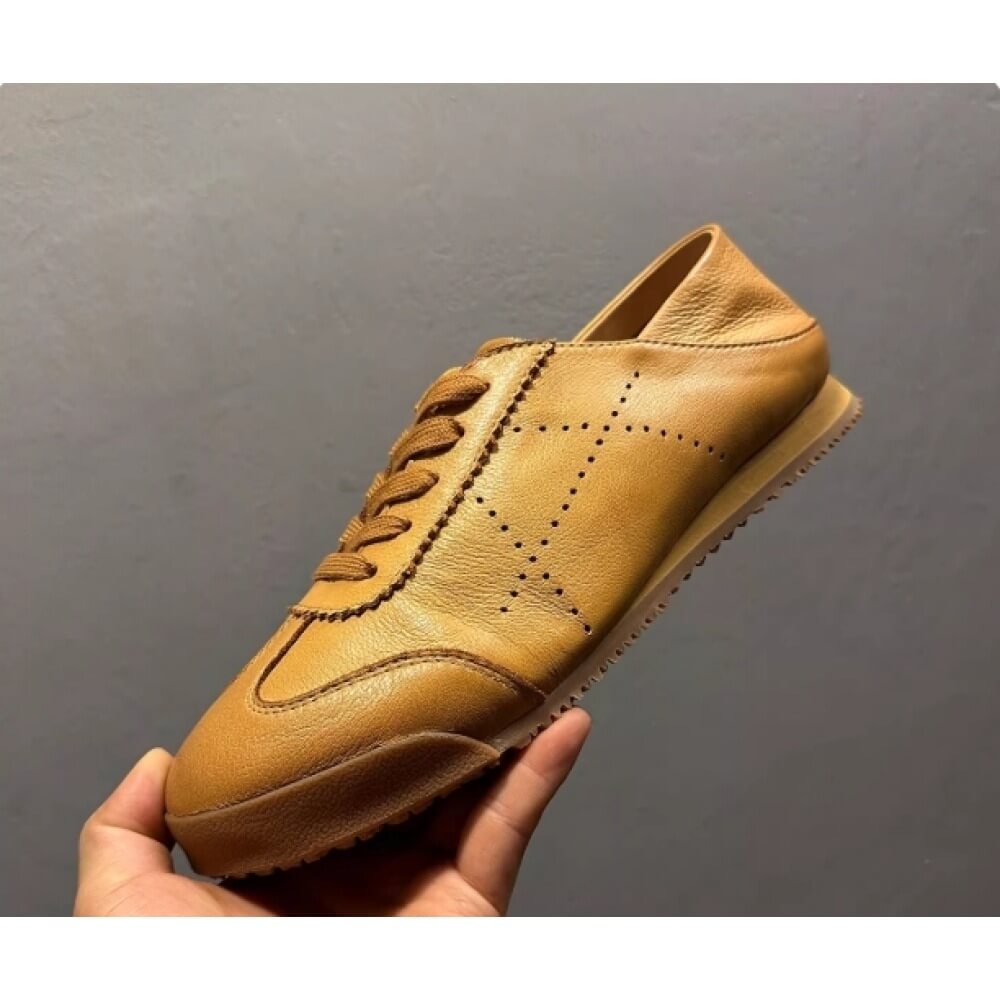 Men'S Shoes Brogues - Handcrafted Tan Leather Brogue Sneaker –