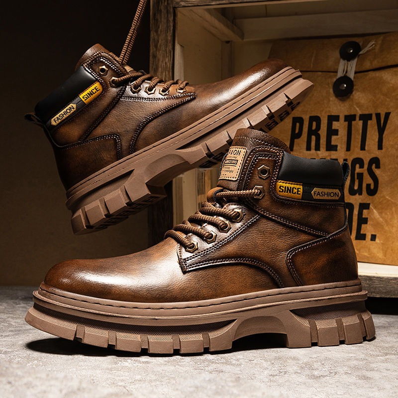 Men'S Shoes For Work - Vintage Men Platform Ankle Boots Autumn