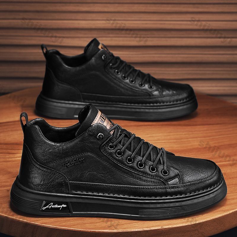 Men'S Shoes For Work - Men Ankle Boots Black PU Leather
