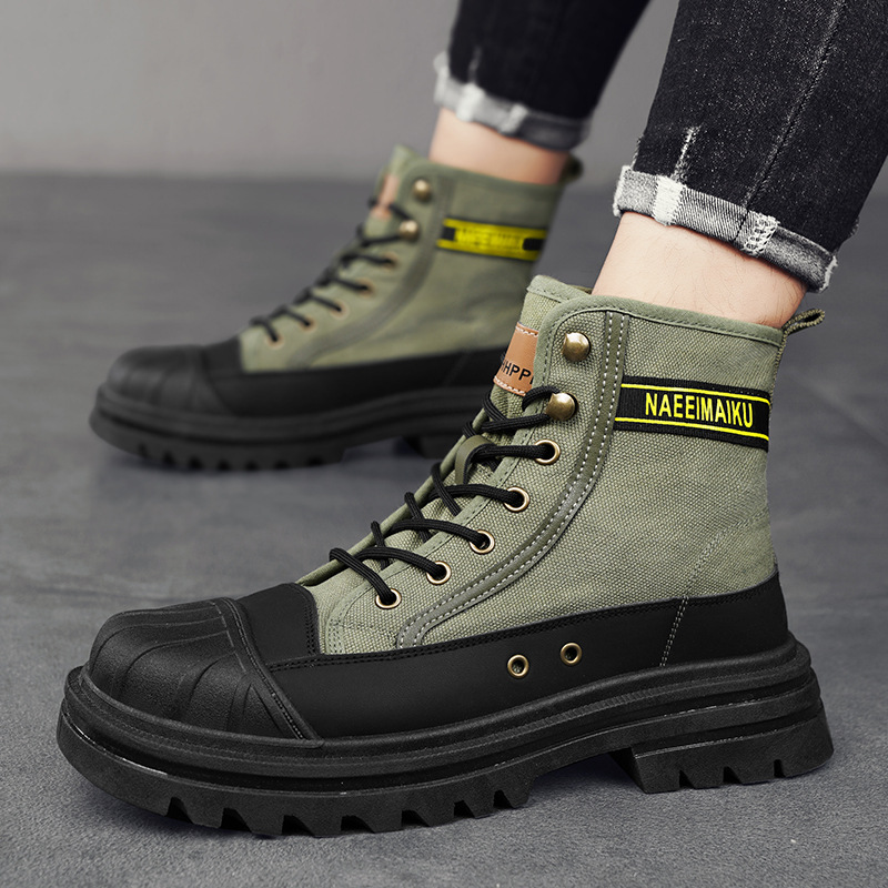 Men'S Shoes For Work - Mens Canvas Boots Fashion High Top