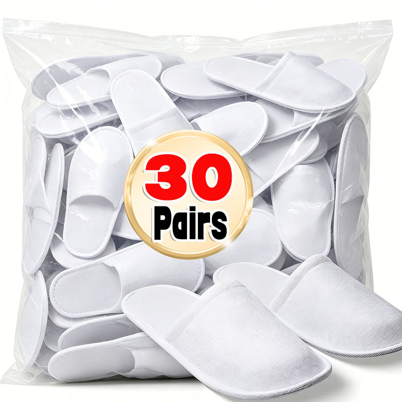 Men'S Shoes Slip On - 30pairs White Disposable Slippers for Home