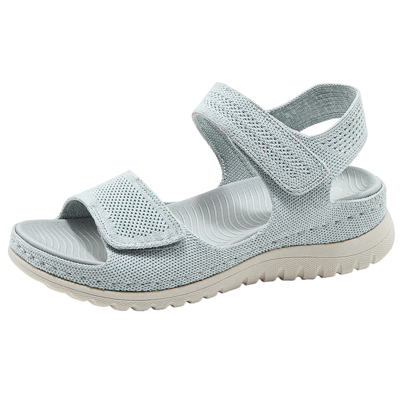 Velcro Strap Sandal - Ladies Knit Mesh Platform Sport Sandals