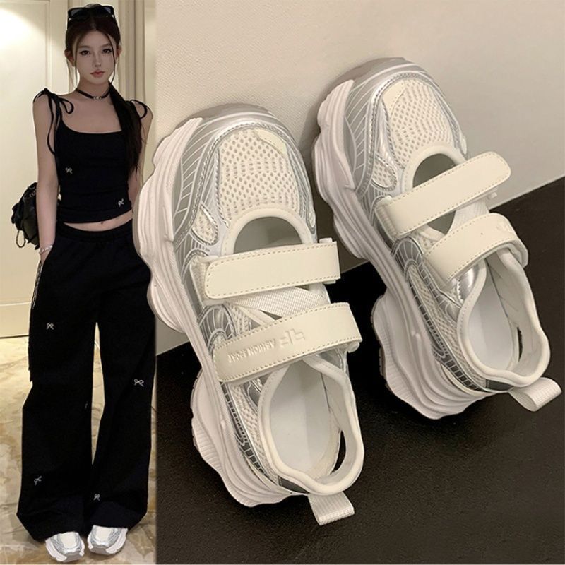 Metallic Silver Hollow Out Pla - đánh giá và giá Velcro Strap Sandal