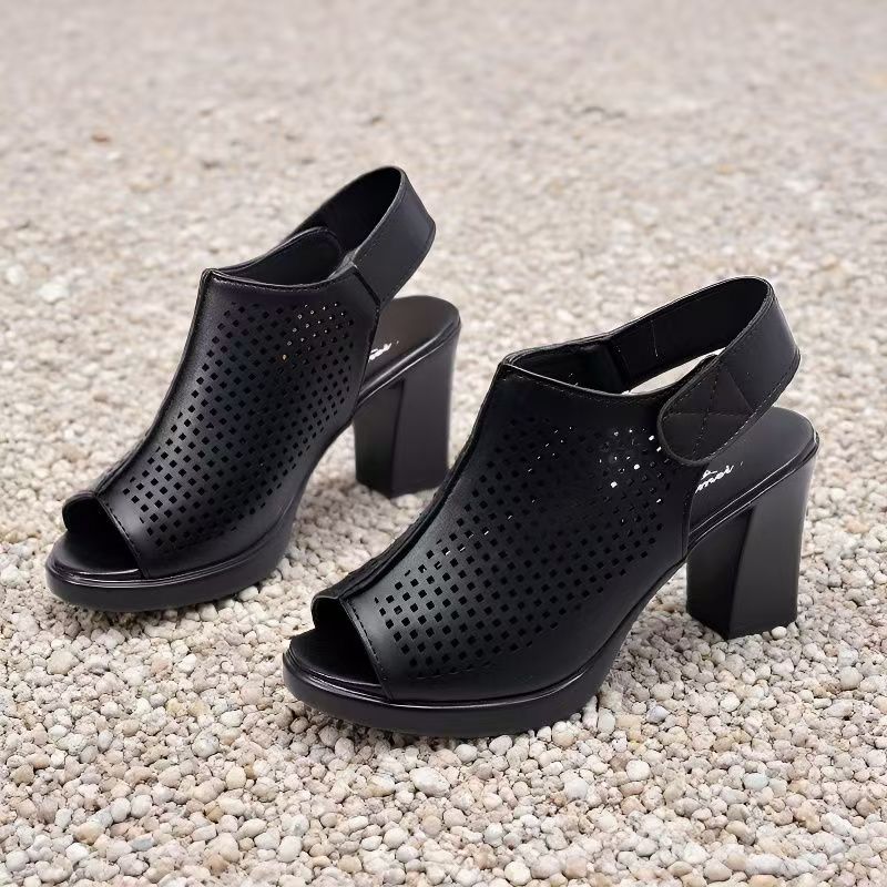 Women Big Size High Heel Peep  - đánh giá và giá Velcro Strap Sandal