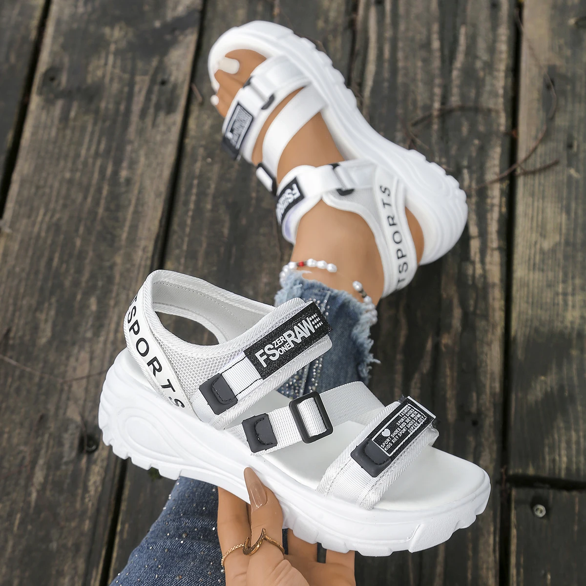 Women Platform Wedge Sandals S - đánh giá và giá Velcro Strap Sandal