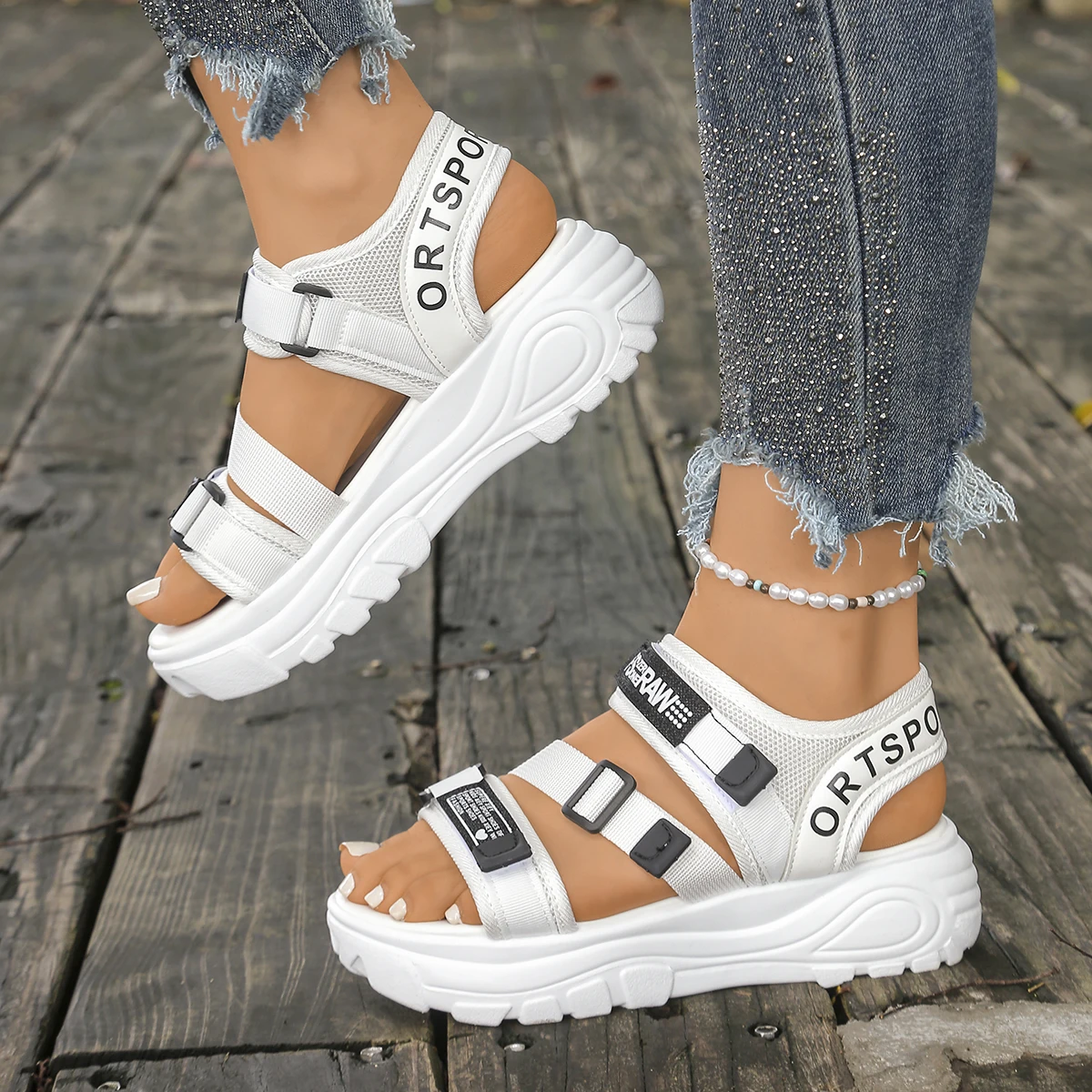 Women Platform Wedge Sandals S - đánh giá và giá Velcro Strap Sandal